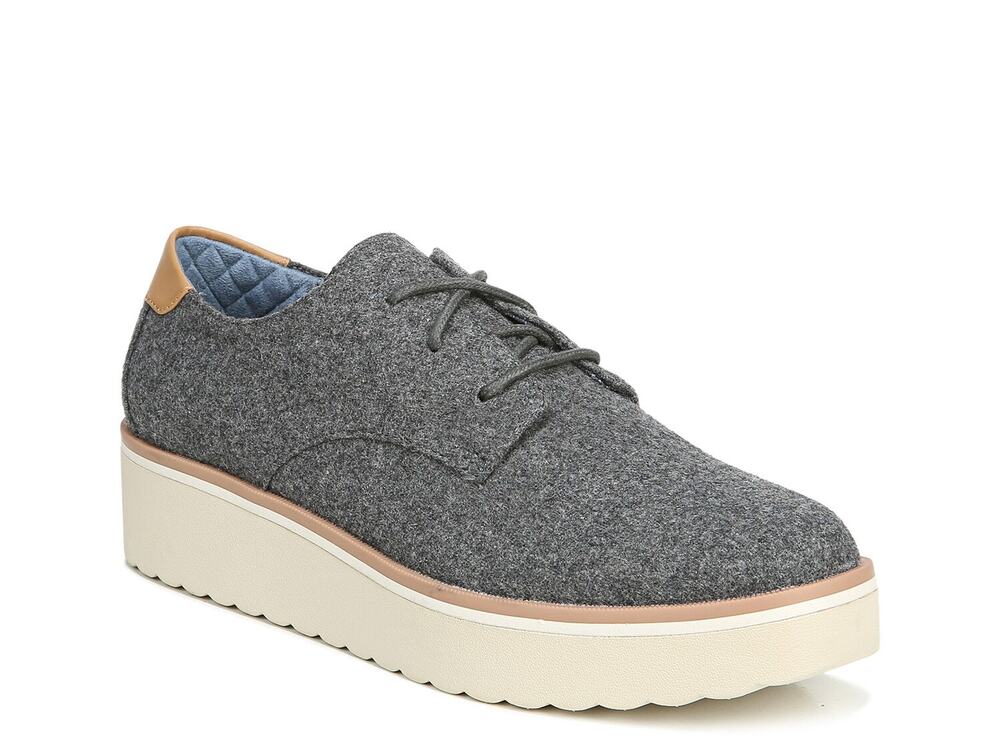 Dr. Scholl's Lillian Wedge Oxford Lace Up Round Toe Grey Womens Comfort Shoe 7